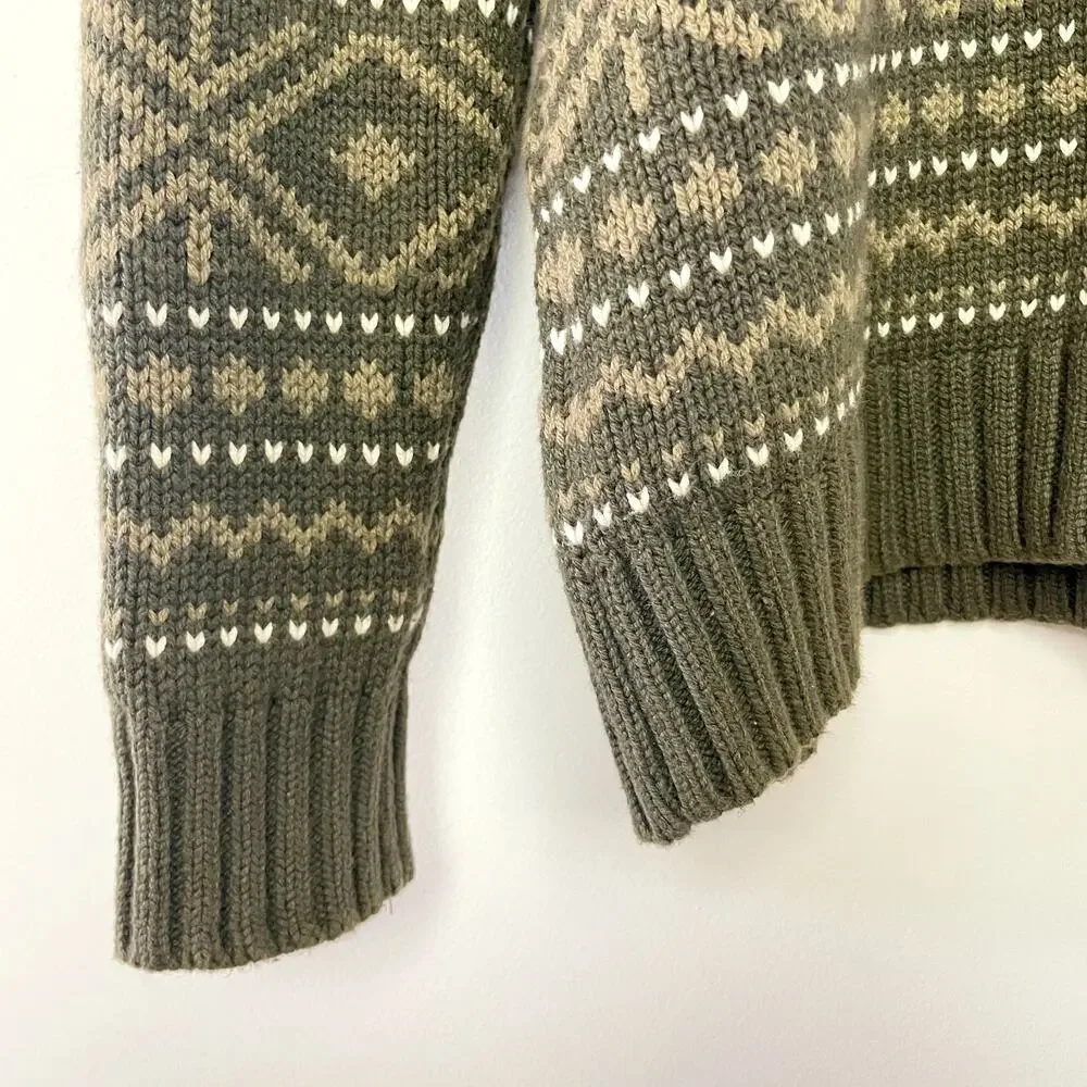 Banana Republic Fair‎ Isle Heritage Cottagecore Forest Green Grandpa Sweater L